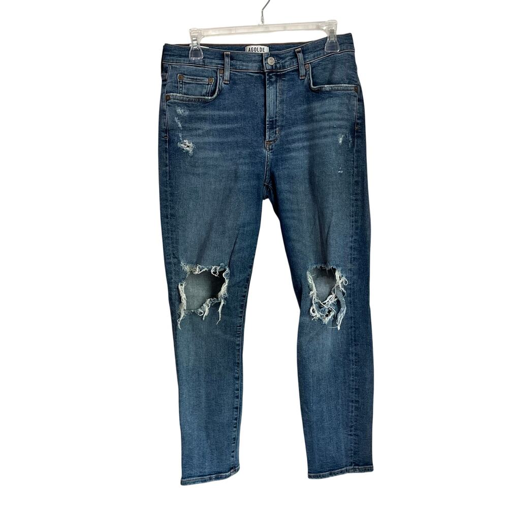 AGOLDE Sophie High Rise Skinny Crop Jeans Medium Wash Denim Sz 30
